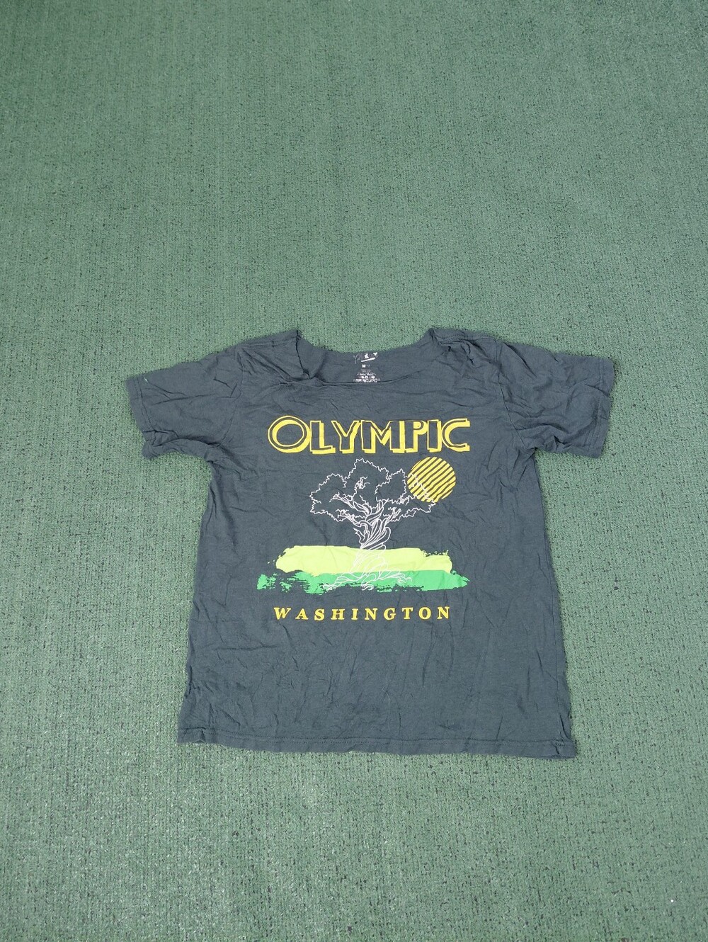 Womens Philcos Olympic Washington Stylized Tree Vacation Destination Dark Green